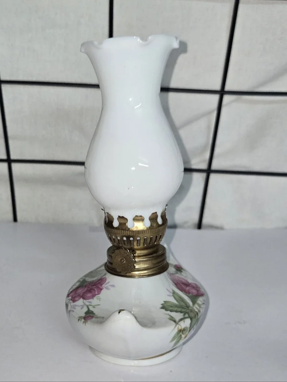 Vintage Miniature White Porcelain  Genie Oil Lamp
